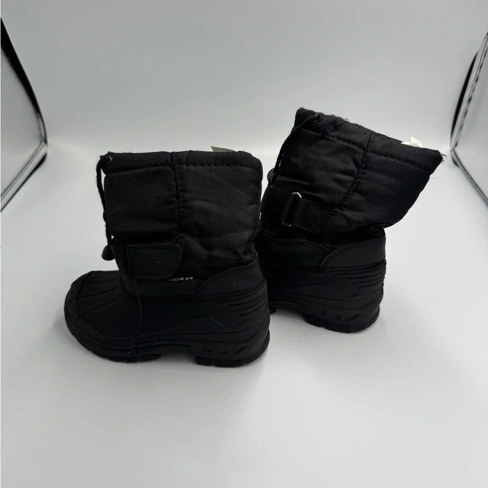 Toddler Boy Girl Size 6 Black Winter Snow Boots Shoes with Drawstring Closure
